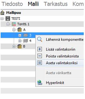 39 Kuva 34. Solibri viewer -ohjelmassa mallipuun rakenne Tämän jälkeen 3. kerros on ainoastaan mallin puolella valittuna, jolloin voidaan sitä tarkastella vielä uudemman kerran.