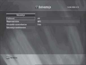 5. Menüü kasutamine 5.1 Salvestaja (PVR) 5.1.1 Faililoend Faililoend haldab sisseehitatud kõvakettal olevaid faile ja kaustasid. 1. Valige nupuga / Salvestaja menüüst Faililoend ja vajutage nupule OK.