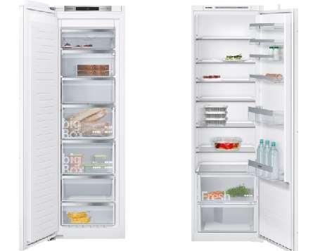 Jääkaappi + Pakastin Kalustepeitteiset korkea jääkaappi KI81RVS30 ja korkea pakastin GI81NAE30, Siemens Kalusteisiin sijoitettavat jääkaappi ja pakastin, h= 178 cm, kalustepeitteiset.