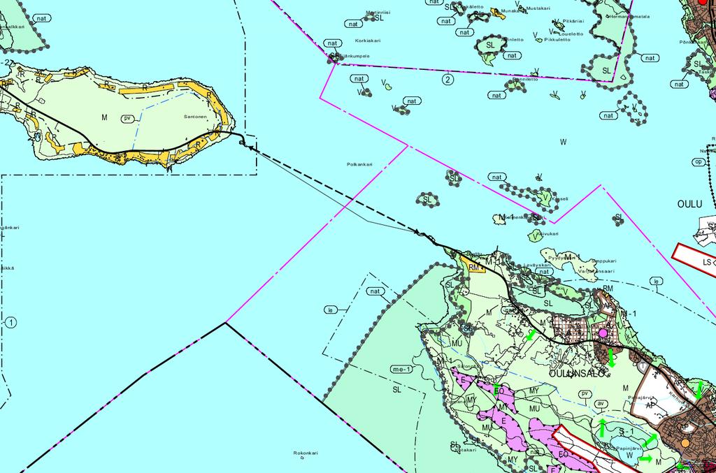 Oulun seudun yleiskaava 2020 vahvistettu 18.2.2005 Hailuodon rantayleiskaavan 30.6.2001 rajaus Tieliikenteen yhteystarve Alueen maankäyttö ratkaistaan oikeusvaikutteisella osayleiskaavalla.
