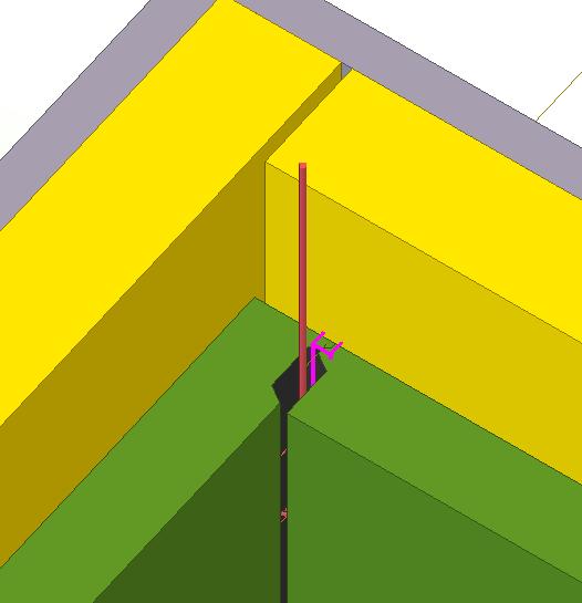 Sivu 27 / 52 Zoom to objects (ks. kuva 18.b): Paikannetaan kyseinen törmäys mallista. Tällöin törmäys korostuu mallista violetilla laatikolla (ks. kuva 19). Status (ks. kuva 18.c): Määritetään korjausaste, esim.