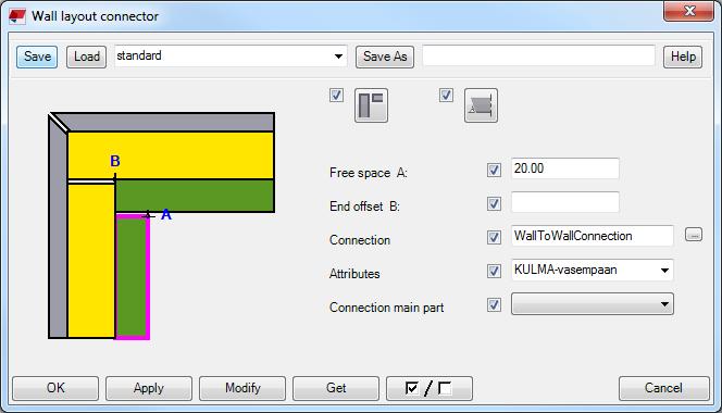 Sivu 31 / 52 KUVA 24 Wall layout connector-työkalun näkymä (Karvonen 2018) Wall Layout Elementation