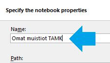 sharepoint.com/personal... 8. Klikkaa Create-painiketta. OneNote tallennetaan siihen TUNI OneDriven kansioon, josta avasit OneNote-muistion aikaisemmin. 9.