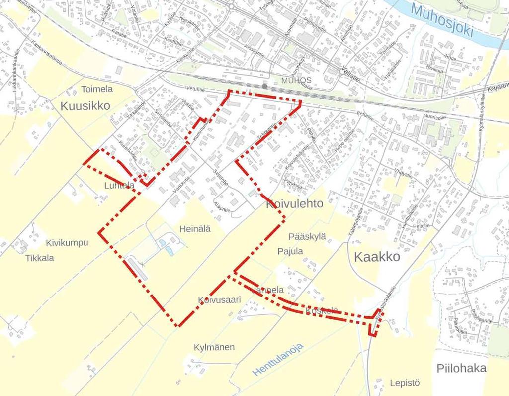 Muhos, Keskustan teollisuusalueen asemakaavan muutos ja laajennus 3 / 29 Asemakaava-alueen sijainti taustakartalla. (Kartta: Maanmittauslaitos 10/2018) 1.