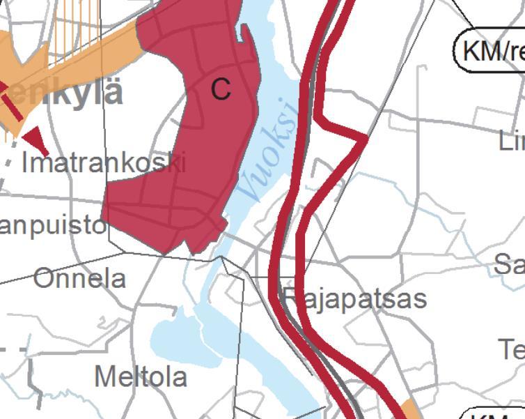 Kuva 10. Ote Etelä-Karjalan maakuntakaavasta. Kaavamuutosalueen sijainti on merkitty keltaisella soikiolla. Etelä-Karjalan 1.