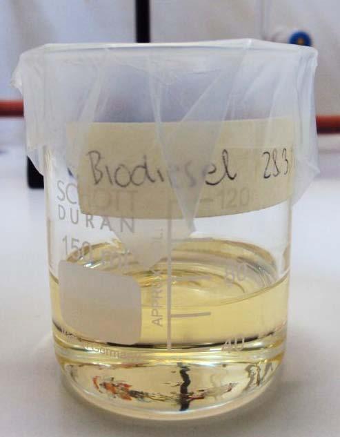 37 KUVA 11. Metanolilla valmistettu biodiesel (testi 1) KUVA 12. Metanolilla valmistettu biodiesel (testi 2) Valmiiden biodieseleiden laatu testattiin metanolitestillä.
