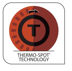 Vuonna 2000 Tefal patentoi ainutlaatuisen Thermo- Spot -lämpötunnistimen, joka näyttää, kun pannu on saavuttanut ihanteellisen