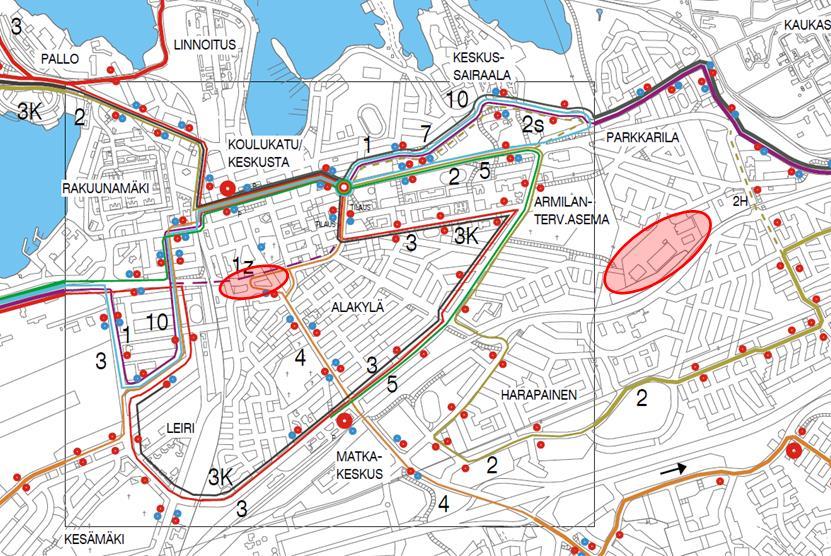 FCG SUUNNITTELU JA TEKNIIKKA OY Loppuraportti 11 (25) Saavutettavuus joukkoliikenteellä Kauempana asuville ja tapahtumissa kävijöille monitoimiareenan tulisi olla hyvin saavutettavissa myös