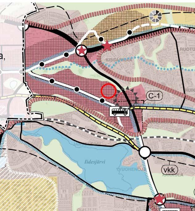 saavutettavuus joukkoliikenteellä, kävellen ja pyöräillen. Rakentaminen sovitetaan ympäristöönsä siten, että luonnonympäristön, viherympäristön ja kulttuuriympäristön arvot säilyvät.