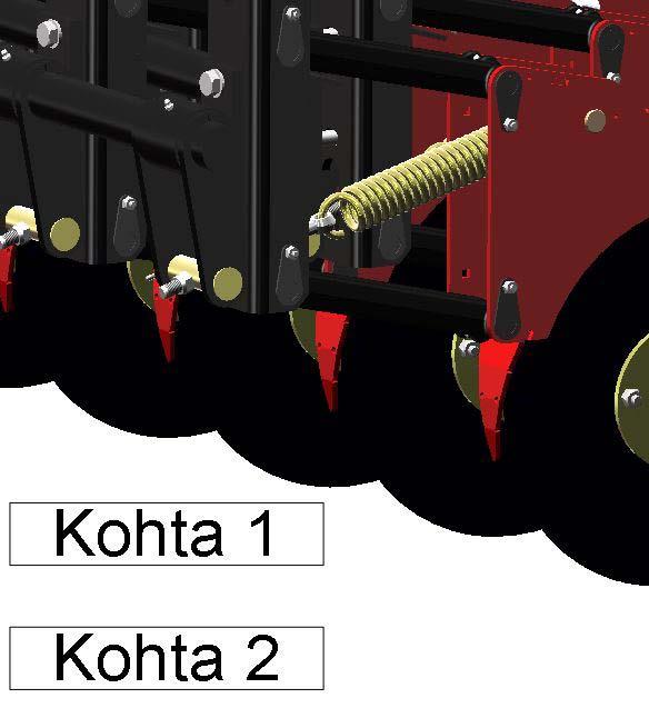 Huom! Vannasta irroitettaessa suuri puristumis- ja leikkautumisvaara! Vantaan irroitus koneesta C-Malli 1. Irroita vannaspainatuksen säätöruuvin mutteri ja vapauta säätöruuvi vannaspainoakselista (ks.