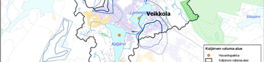 Kalljärven valuma-alue on pääosin taajama- ja haja-asutusaluetta peltojen osuuden ollessa suhteellisen pieni (kuva 2). Osa valuma-alueesta on pohjavesi- tai pohjaveden muodostumisaluetta.