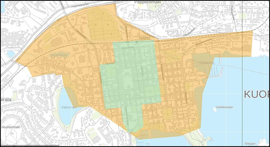 Kuopion kaupunki Pöytäkirja 14/2017 3 (3) Kuva 1. Pysäköintinormin vyöhykejako.