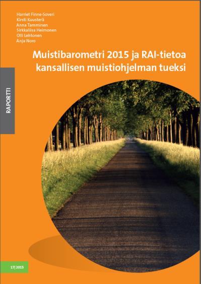 Huolenpidon tarpeen perusteena muistisairaus Lähde: Muistibarometri 2015, THL ja Muistiliitto Keväällä 2015 vanhuspalveluiden asiakkaista muistisairauden diagnoosi oli 40 prosentilla säännöllisen