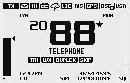 Esimerkki tyypillisestä näytöstä: 2 1 18 15 19 17 16 14 13 3 6 4 24 5 12 23 8 7 11 9 22 21 20 10 1. Kanavan lähetysteho on korkea 2. Vastaamaton DSC-kutsu kutsulokissa 3. Kanava on varattu 4.