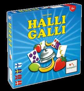 Tuote nro HALLI GALLI PELAAJAMÄÄRÄ: 2-6 IKÄSUOSITUS: 6+ KIELI: suomi, ruotsi, norja, tanska PELIAIKA: