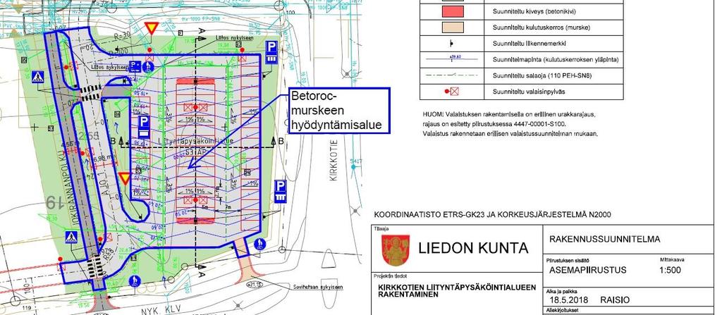 Liitäntäpysäköintialue Lieto Rakennuttaja Liedon