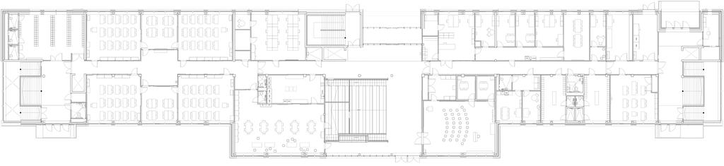 HRTB Arkitekter KUVA 3.1.3.b. 1. kerroksen pohjapiirros. toimihalli sijoittuu rakennuksen ylimpiin kerroksiin ja sieltä on myös yhteys katolla olevalle pelikentälle (FutureBuilt, 2018b).