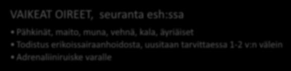 Ruoka-allergian tasot Milloin tarvitaan lääkärintodistus