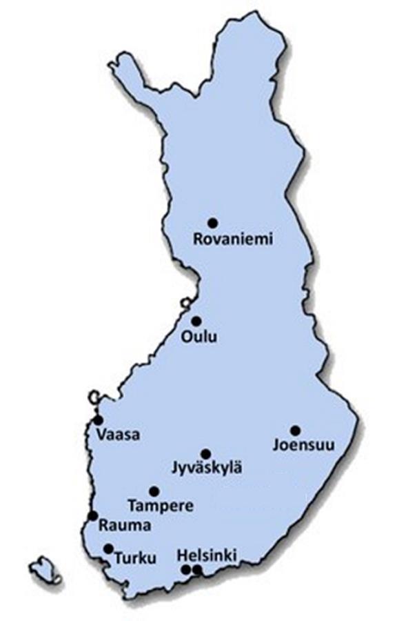 Koulutuspaikkakunnat 2018-2019 1. Lappi: Rovaniemi 2. Pohjois-Suomi: Oulu 3.