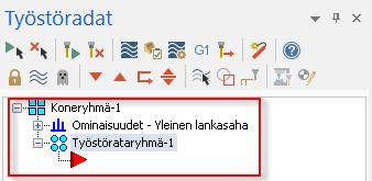 Kun valitset koneenmäärittelyn, Mastercam luo koneryhmän ja työstörataryhmän Työstöratojen hallintaan.