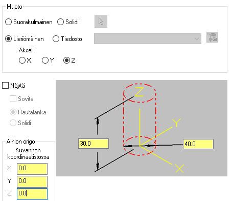 Wire harjoituskirja 3: Taskun sahausradat 4. Klikkaa OK viimeistelläksesi aihion asetukset.