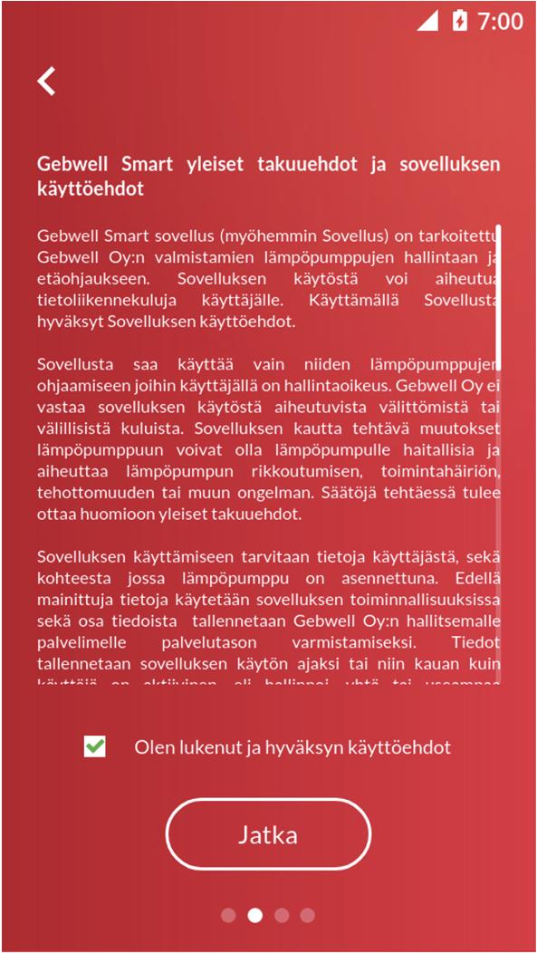 Sähköpostiosoite on myös käyttäjätunnuksesi sovellukseen. HUOM!