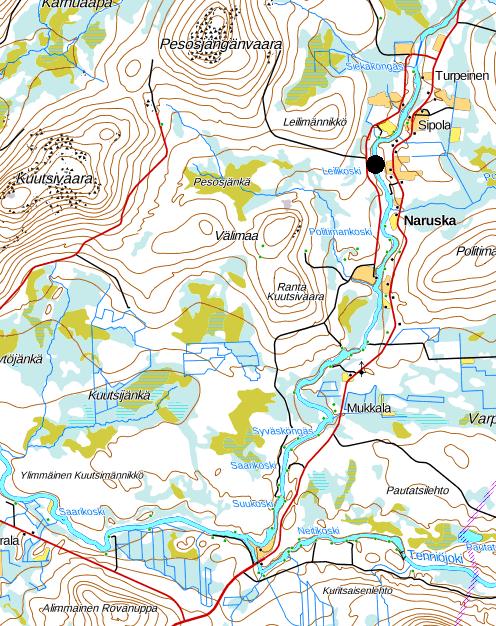 Kartta 4. Naruskajoen koekalastuspaikka Kartta 5.