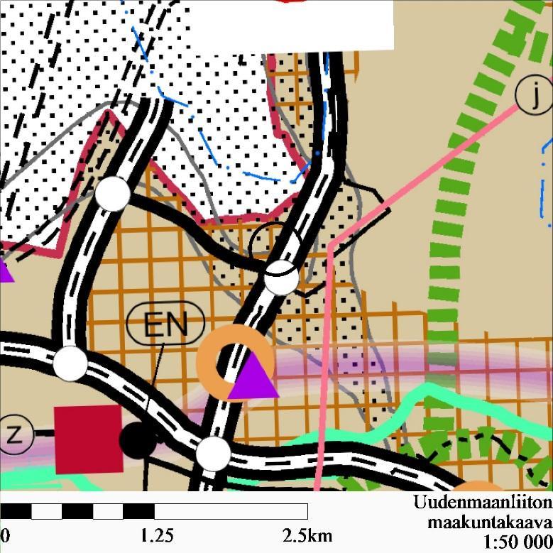 Uudenmaan voimassa olevien maakuntakaavojen yhdistelmässä 2017 Alue on tiivistettävää taajama- ja keskustatoimintojen aluetta, jotka tukeutuvat