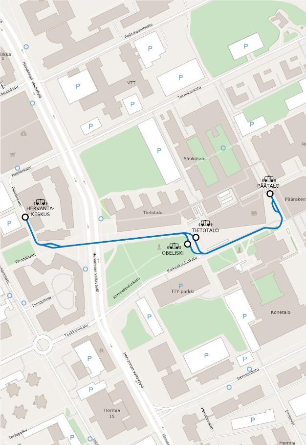 Robottibussireittejä