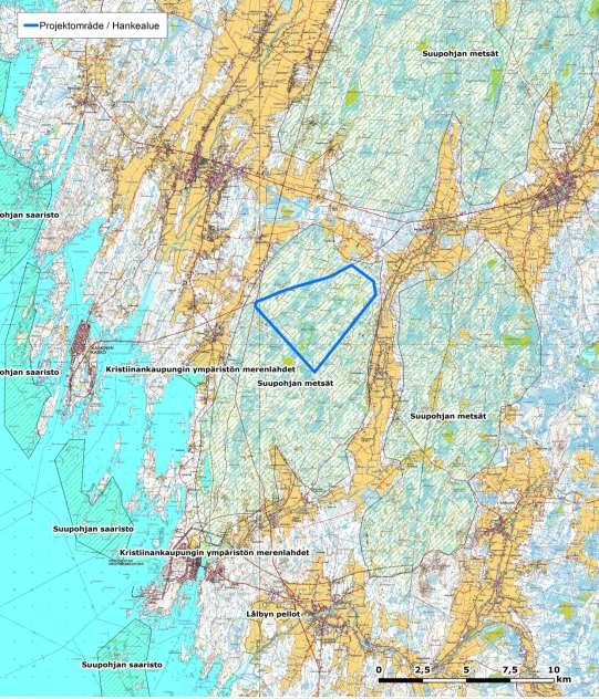 15(19) Kuva 12. Suomen tärkeät lintualueet (FINIBA) hankealueen läheisyydessä. Syksyllä havaittiin huomattavan paljon kurkia, metsähanhia ja sepelkyyhkyjä.