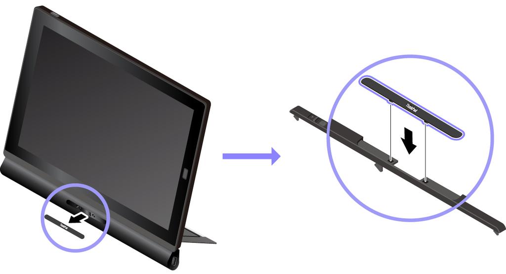 Thin Keyboard -näppäimistön liittäminen tietokoneeseen Huomautus: Pohjamoduuli saattaa poiketa hieman tässä kohdassa esitetystä kuvasta moduulin mukaan.