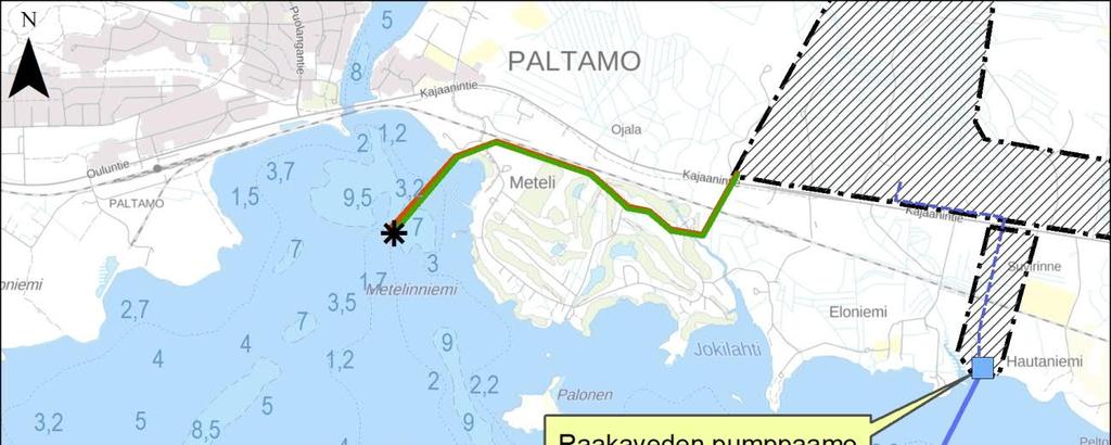16 VESIRAKENNUSTYÖT Oulujärveen ja sen rannalle rakennetaan veden otto- ja purkuputket sekä rantapumppaamo (Kuva 16-1). Raakavesi prosessiveden puhdistukseen ja jäähdytysvedeksi otetaan Mieslahdesta.