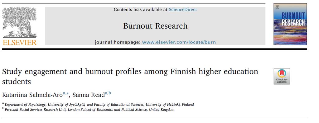 Uupuneet 7% -> 10% Kyyniset 19%