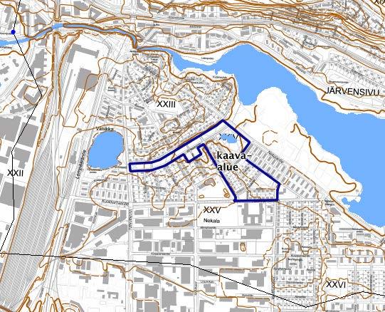 Vesistöt ja vesitalous Kaava-alue sijaitsee Viinikanojan valuma-alueella. 10 Kaavarajaus sinisellä, mustalla valuma-alueiden rajat ja ruskealla maastokäyrät. 2.1.3 Rakennettu ympäristö Kaava-alueen korttelien kuivatus perustuu lähinnä kadunvarsiojiin ja tontille imeyttämiseen.