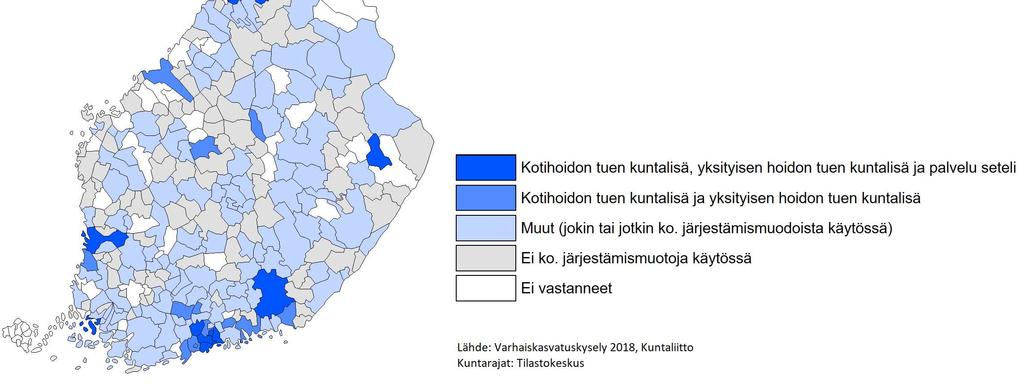 Pohjois-Pohjanmaa 1810 1761 Pohjois-Savo 921 871 Päijät-Häme 1795 2237 Satakunta 1163 841 Uusimaa 18443 17849 Varsinais-Suomi 2207 2058 Kaikki yhteensä 37778 34294 Yksityisen hoidon tuki, kuntalisä