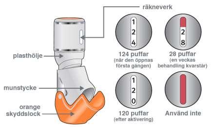 Innan du använder din inhalator första gången eller om den inte har använts på mer än 3 dagar Om din inhalator är ny eller