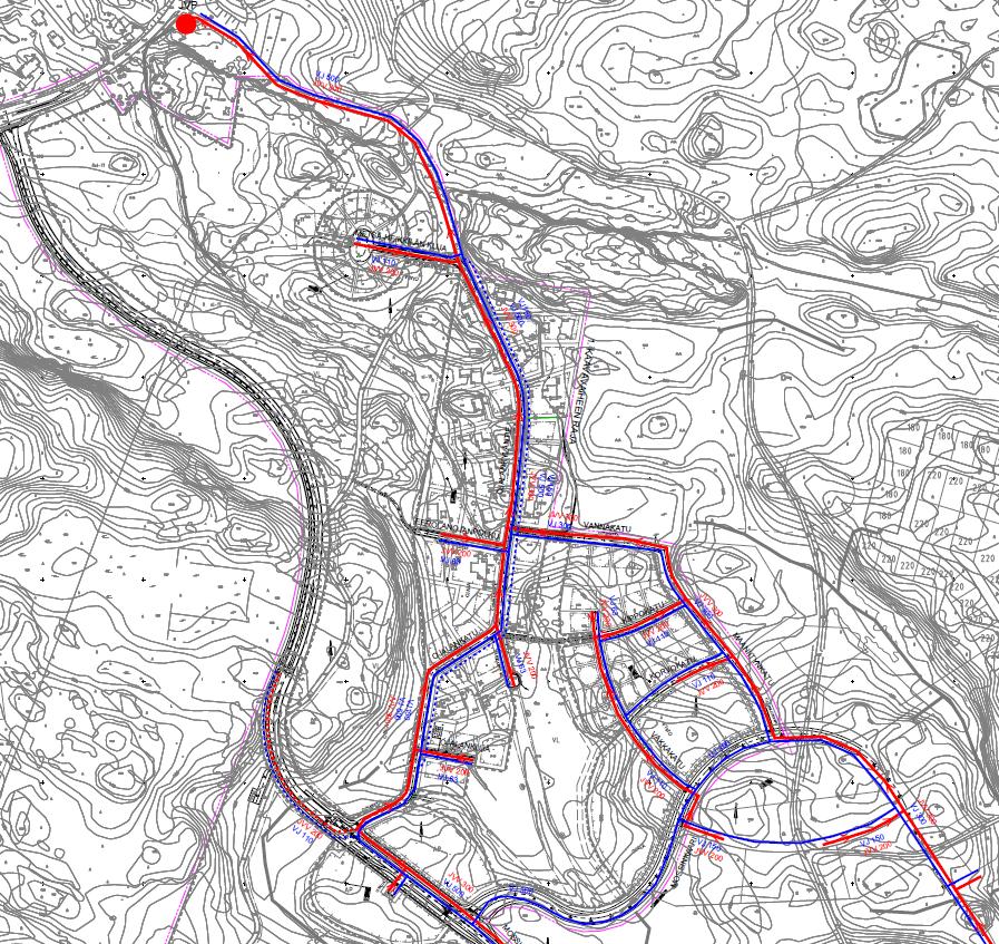 Vesihuollon yleissuunnitelma, kaava-alueen pohjoisosa.