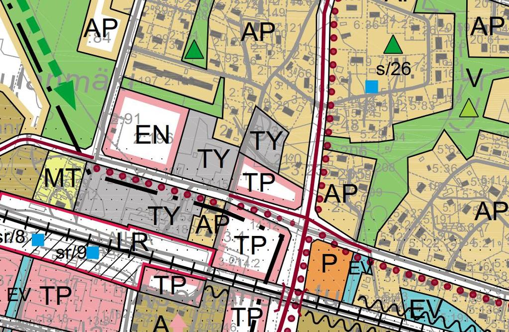 3 teollisuusalueeksi, jossa ympäristö asettaa toiminnan laadulle erityisiä vaatimuksia (TY). Lähiympäristöön on osoitettu pientalovaltaisia asuntoalueita (AP) ja työpaikka-alueita (TP). Kuva 5.