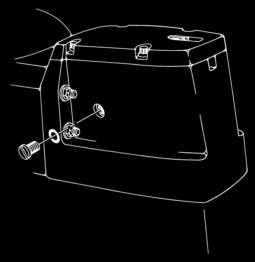 Os 4 - Huolto 3. Asenn säiliö kiinnikkeeseen. 4. Trimm perävetolite kokonn ulos, irrot öljyn täyttö- j tyhjennysruuvi sekä tiivisteluslevy j vlut öljy pois.