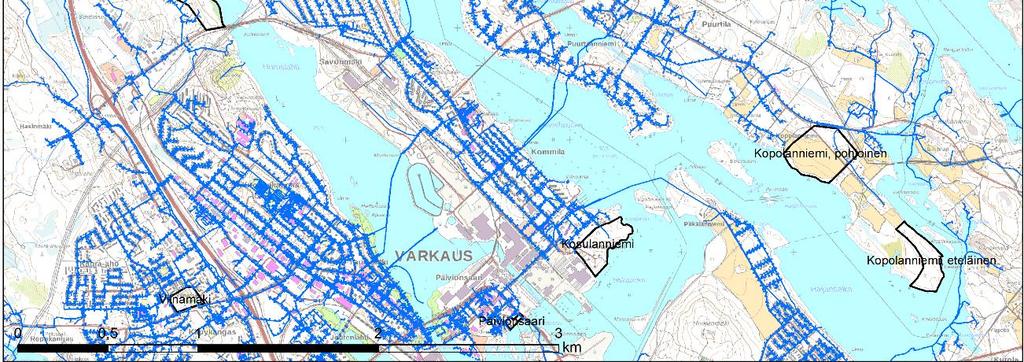 FCG SUUNNITTELU JA TEKNIIKKA OY Raportti 6 (38) Kuva 5. Varkauden vesihuoltoverkko (Lähde: Varkauden kaupunki).