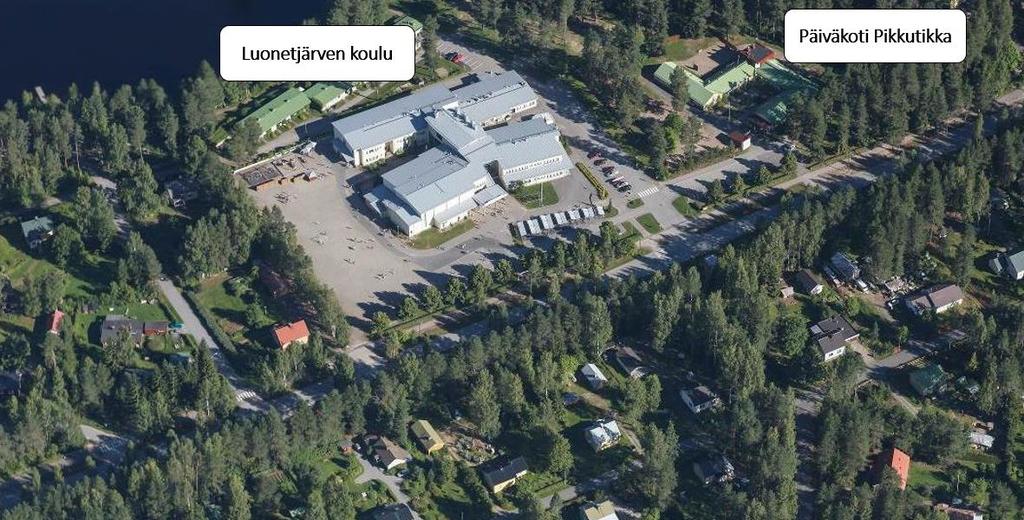 15 Kuva 12. Ilmakuva Luonetjärven koulusta sekä päiväkoti Pikkutikasta.