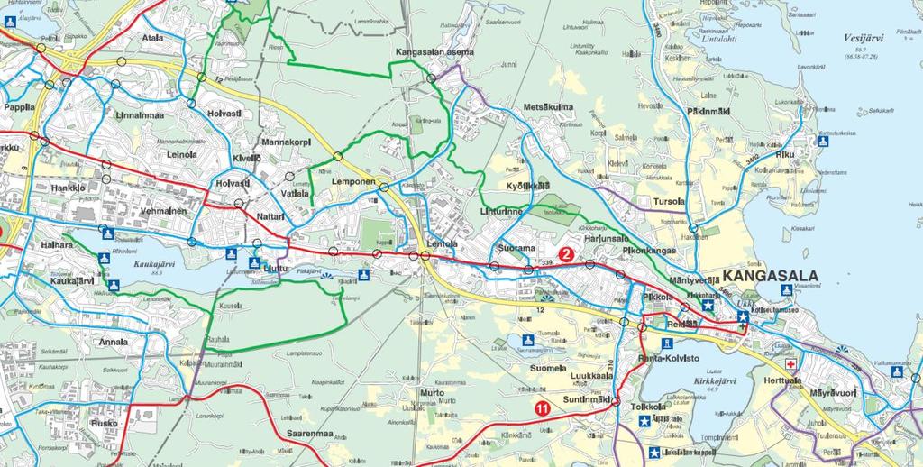 Kuva 6. Ote Tampereen seudun pyöräilykartasta 2017. 1.3.4 Erikoiskuljetukset Valtatie 12 kuuluu koko suunnittelualueella valtakunnalliseen suurten erikoiskuljetusten tavoitetieverkkoon (SEKV).