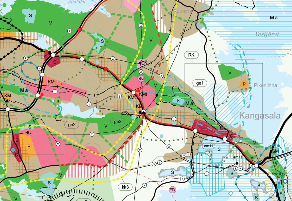 Kuva 10. Ote hyväksytystä Pirkanmaan maakuntakaavasta 2040. 1.6.3 Rakennesuunnitelma Tampereen kaupunkiseudulle on laadittu rakennesuunnitelma vuoteen 2040.
