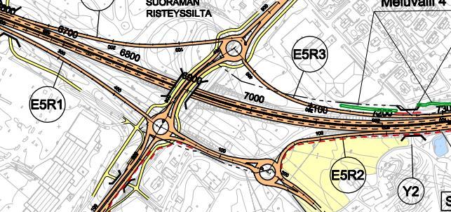 Lentolan eritasoliittymän vaihtoehto 2 B Vaihtoehto 2 C Vaihtoehdon 2 C pohjana on vaihtoehto 2 A, johon on lisätty jalankulku- ja pyöräilyväylä myös Kangasalantien eteläreunalle.