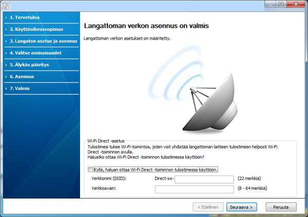 Langattoman verkon asetukset 10 11 Kun ikkuna kertoo sinulle, että verkkokaapelin liitäntä on vahvistettu ilmestyy, irrota verkkokaapeli ja napsauta Seuraava.