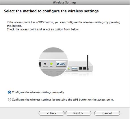 Langattoman verkon asetukset Jos langattoman verkon asetus on asetettu aikaisemmin, Wireless Network Setting Information -ikkuna ilmestyy.