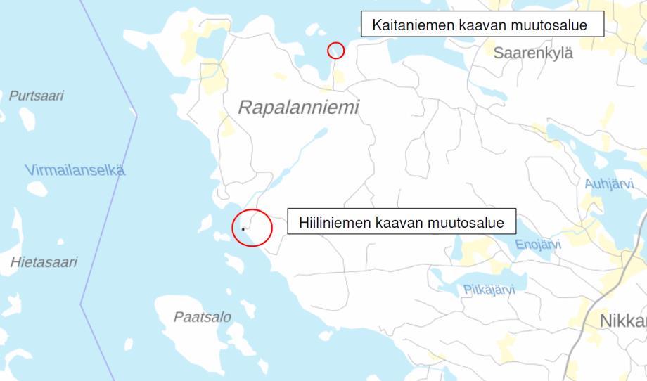 5.2 Vireillä olevat ranta-asemakaavat Hiiliniemen ja Ruissaarten ranta-asemakaavan muutos Maanomistajien toimesta on käynnistetty kaavamuutoksen laatiminen Rapalan kylässä tiloilla Hiiliniemi