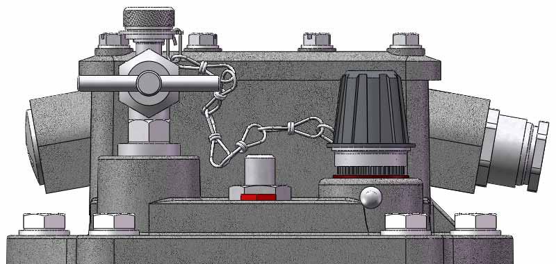 Elektromotoren und Gerätebau Barleben GmbH 4 Buchholz-rele lisäpaineilmaliitännällä (tunnusnumero 32) Paineilmaliitännällä varustetussa Buchholz-releessä on mahdollista tarkastaa molempien