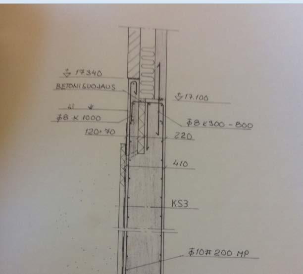 T4033-06 TUTKIMUSRAPORTTI 5 / 16 Kuva 2. Seinärakenteen rakenneleikkaus 5.1.2 Havainnot, mittaustulokset ja johtopäätökset Ulkoseinärakenteet (sokkelirakenteet) on tiivistetty vuonna 2005.