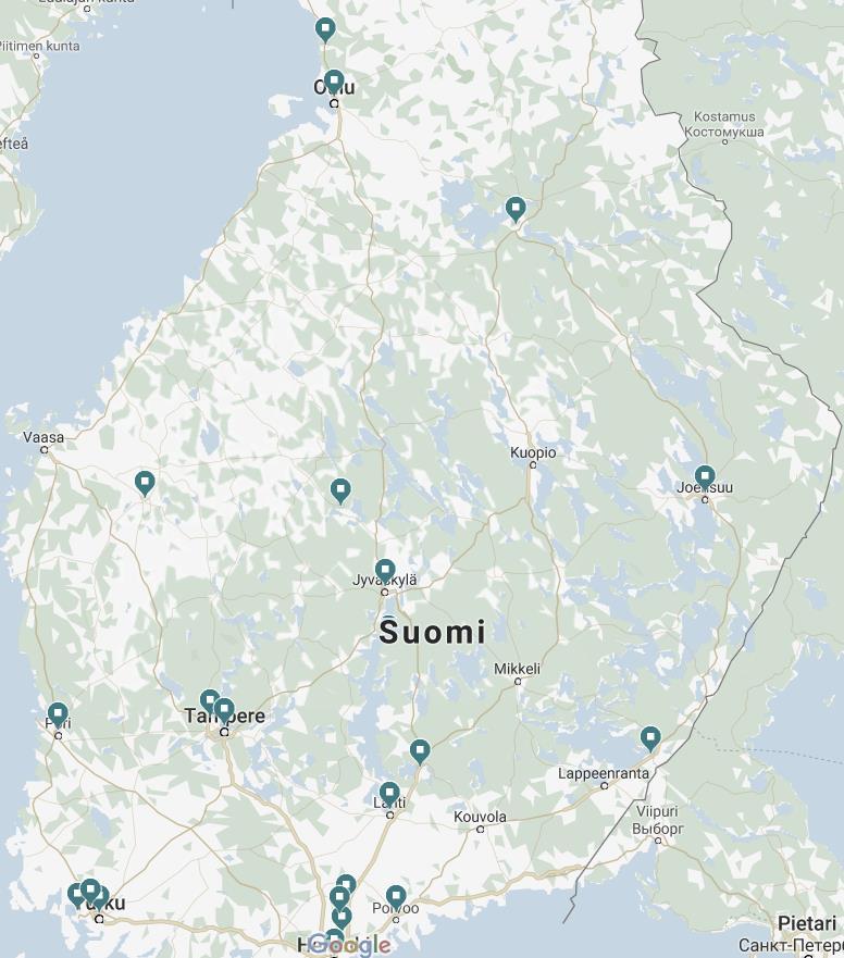 Ii (15) Oulu (47) VALMISTUNEET KOHTEET Asunnot/kunta Kajaani (15) <50 51-150 151-300 >300 Seinäjoki (78) Saarijärvi (24) Jyväskylä (186) Joensuu (40) N.